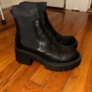Madden Girl Black Chunky Chelsea Ankle Booties